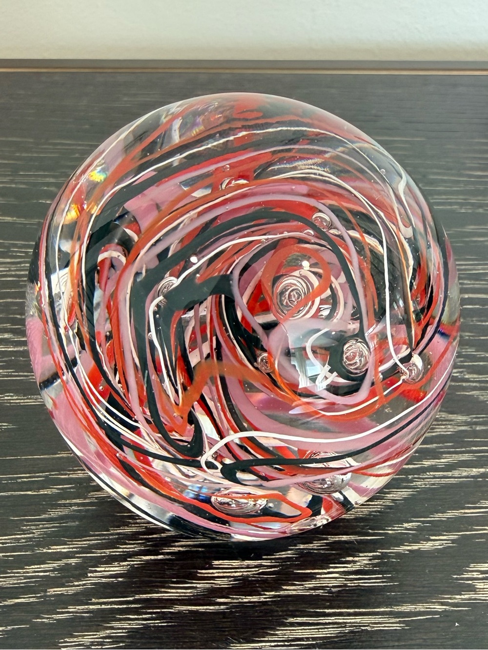 VINTAGE SWIRLS HAND BLOWN ART GLASS PAPERWEIGHT